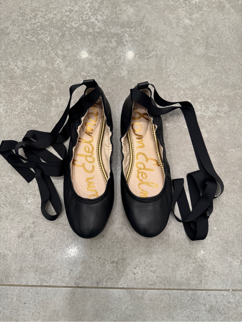 Sam Edelman Black Ribbon Tie Ballet Flats